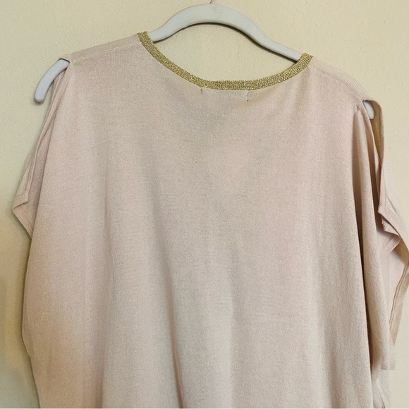 August Silk Cream Metallic Gold Neck Knit Top Size XL - NWT - Picture 10 of 15